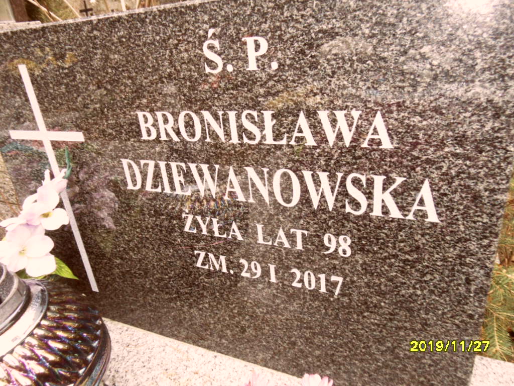 Bronisława Dziewanowska 1918 Otwock - Grobonet - Wyszukiwarka osób pochowanych