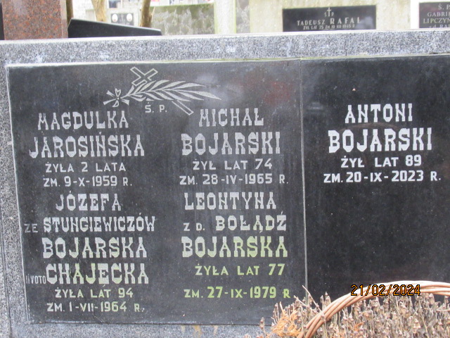 Eufemia Bojarska 1934 Otwock - Grobonet - Wyszukiwarka osób pochowanych