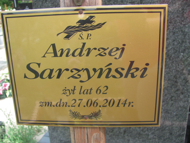 Andrzej Sarzyński 1952 Otwock - Grobonet - Wyszukiwarka osób pochowanych